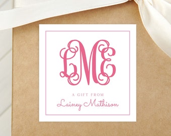 Personalized Curls Monogram Calling Card, Women Enclosure Card, Girl Gift Tag