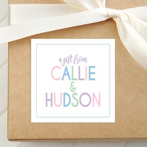 Personalized Colorful Calling Card | Kid Stationery Square Card | Sibling Gift Tag