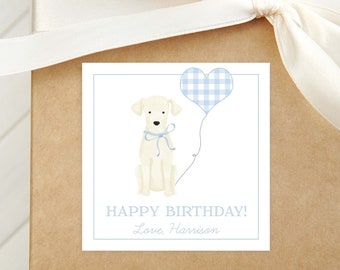 Personalized Birthday Labrador Calling Card | Boy Yellow Lab Enclosure Card | Square Puppy Dog Gift Tag