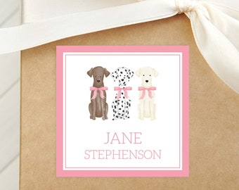 Personalized Watercolor Labrador Calling Card, Girl Lab Enclosure Card, Pink Puppy Dog Gift Tag