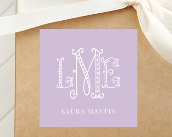 Personalized Dot Monogram Calling Card, Colorful Woman Enclosure Card, Family Square Gift Tag