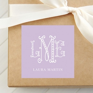 Personalized Dot Monogram Calling Card, Colorful Woman Enclosure Card, Family Square Gift Tag