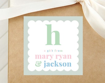 Personalized Colorful Sibling Calling Card, Kid Stationery Square Card, Boy Girl Gift Tag