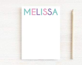 Personalized Block font Notepad, Colorful Women Notepad