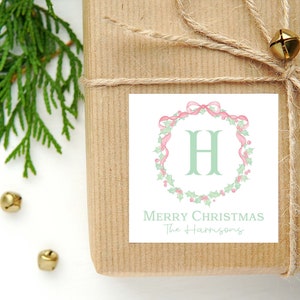 Cartão de visita ou adesivo vintage personalizado de Papai Noel | Cartão de Papai Noel | Etiqueta de presente e adesivos Family Square