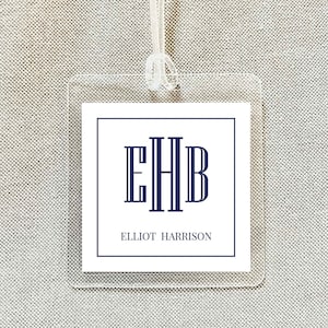 Gepersonaliseerde blokmonogram-bagagelabel, Family Square-bagagelabel