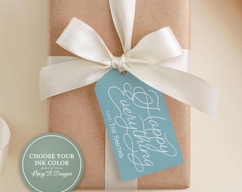 2 x 3.5 inch Personalized Happy Everything Gift Tags | Custom Colorful Family Gift Tag