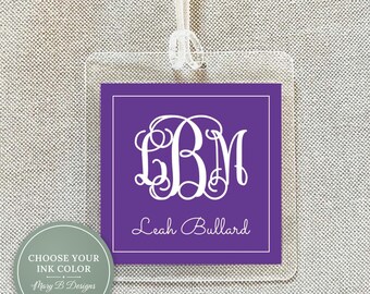 Personalized Monogram Bag Tag, Family Square Luggage Tag