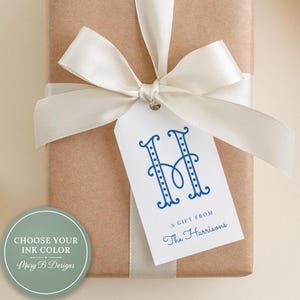 2 x 3.5 inch Personalized Single Dot Monogram Gift Tags | Custom Colorful Family Tag