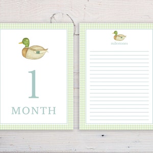 Baby Boy Monthly Milestone Cards, Mallard Duck Milestone Cards