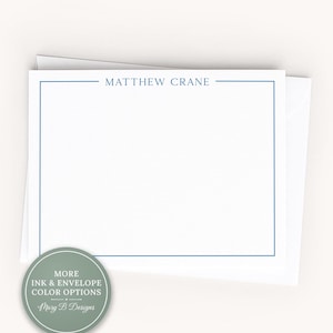 Personalized A2 Size Colorful Border Stationery, Simple Family Men Boy Flat Notecard Set 59684