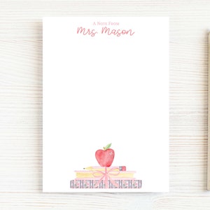 Personalized Teacher Notepad, School Pink Books Notepad