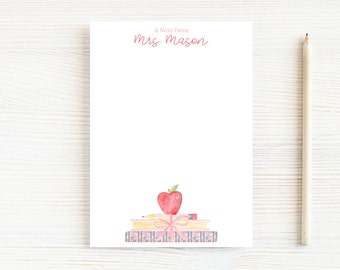 Personalized Teacher Notepad, School Pink Books Notepad