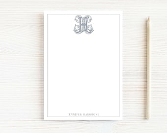 Bloco de notas personalizado com monograma vintage, bloco de notas colorido