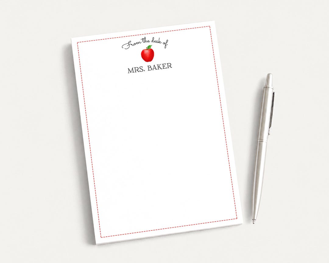 Personalized 5x7 Teacher Notepad, From the Desk of Apple Notes - Etsy