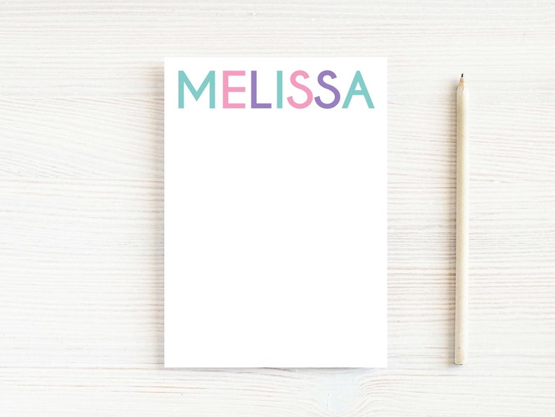 Personalized Block font Notepad, Colorful Women Notepad image 1