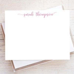 Personalized Script Stationery, Flat Notecard Set, Family Initial Stationery image 1