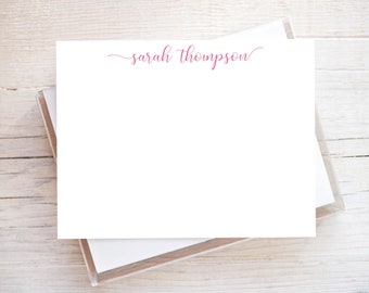 Personalized Script Stationery, Flat Notecard Set, Family Initial Stationery