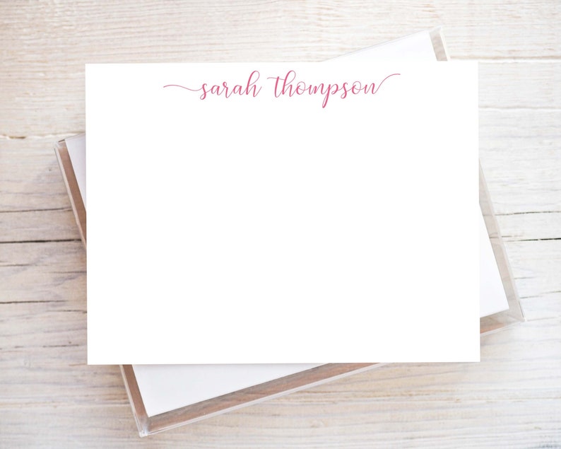 Personalized Script Stationery, Flat Notecard Set, Family Initial Stationery image 1