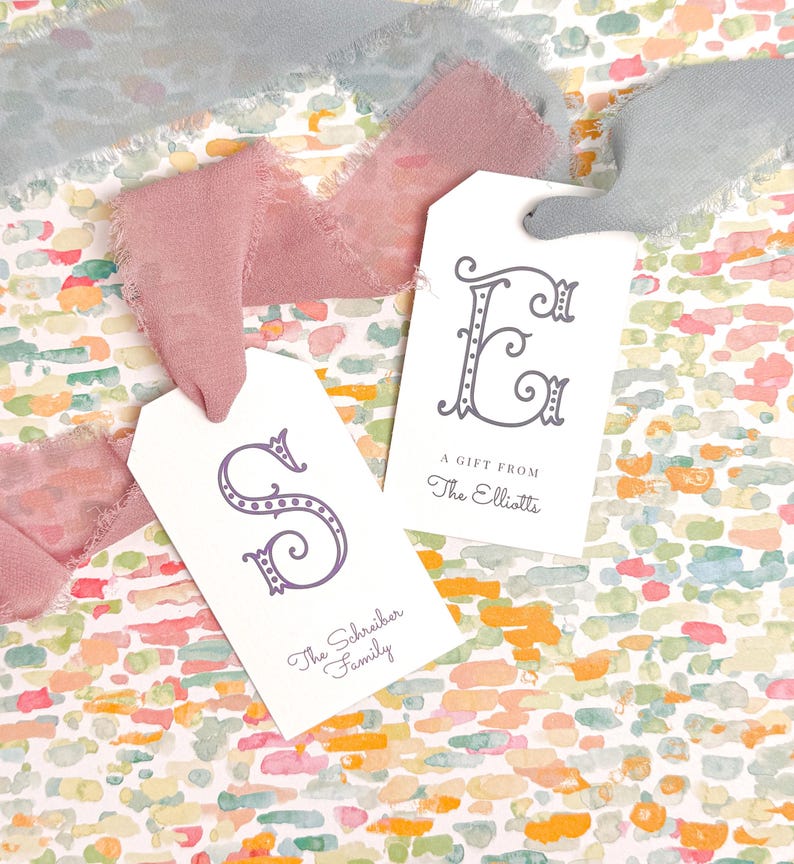 Monogram Tag 2 X 3.5 Inch Personalized Single Monogram Gift Tags | Custom Gift Tags ...