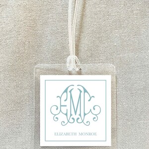 Personalized Interlocking Monogram Bag Tag, Family Square Luggage Tag