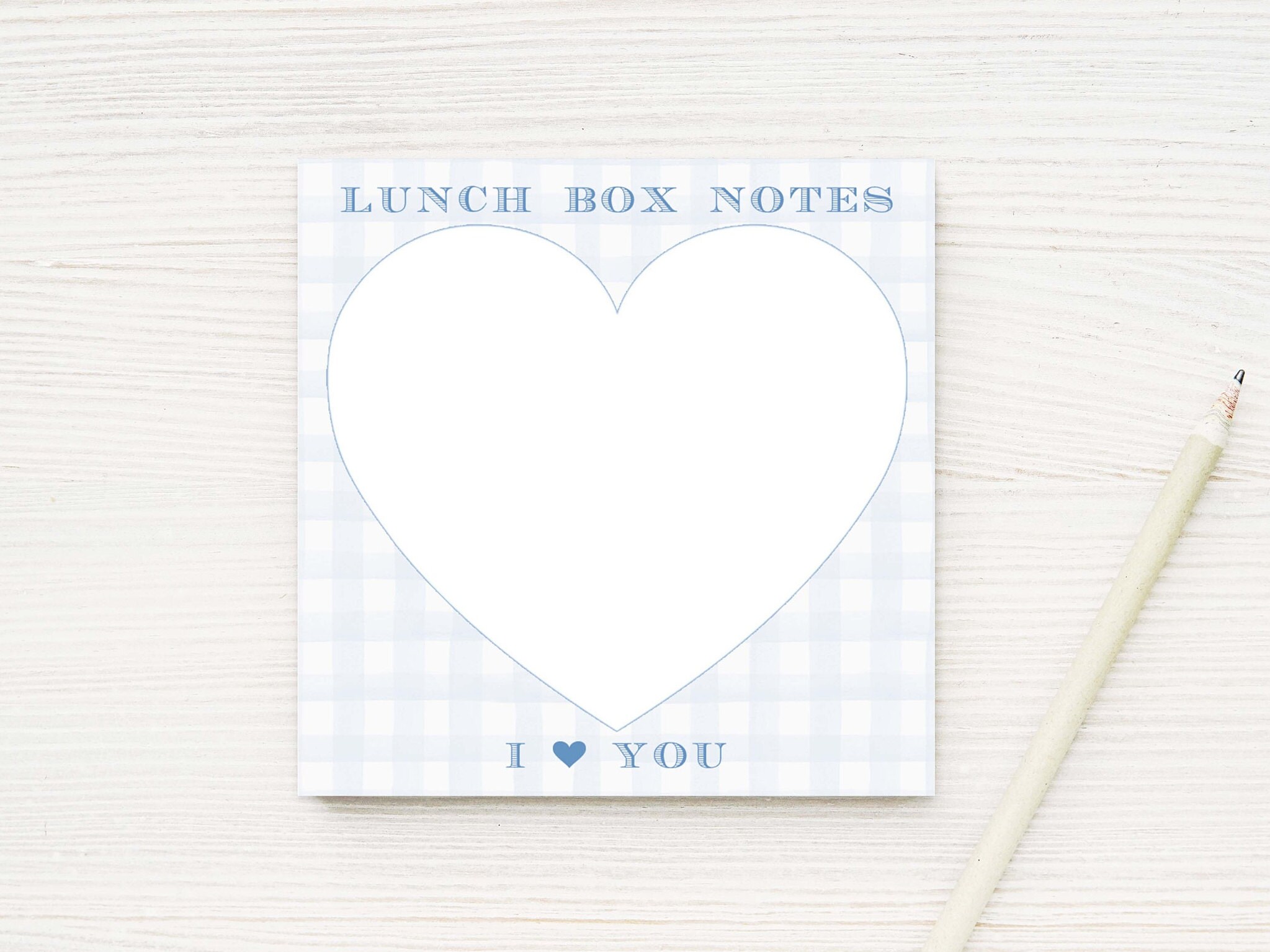 Blue Lunch Box Love Notes Notepad, Boy Gingham Notepad