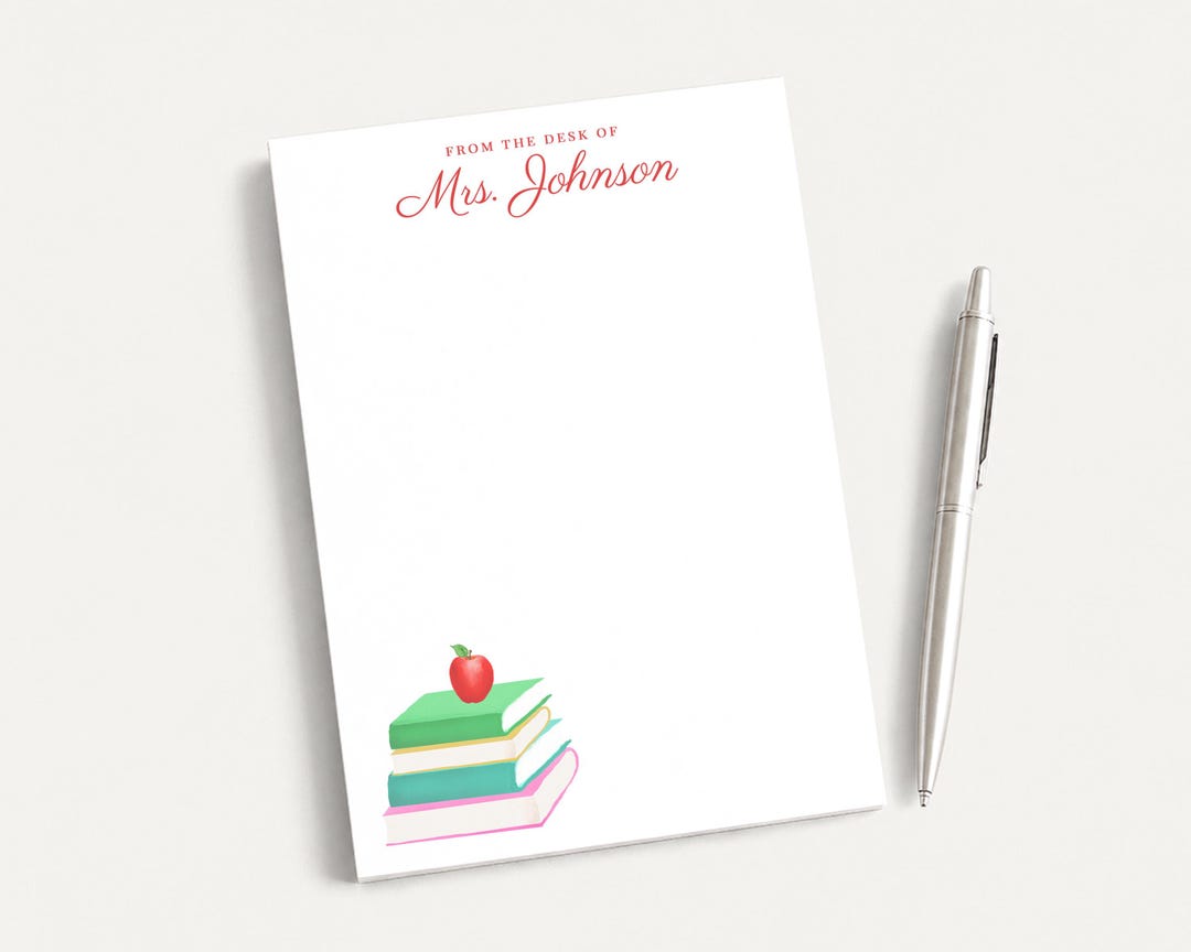 Personalized 5x7 Teacher Notepad, From the Desk of Apple Books Notes - Etsy