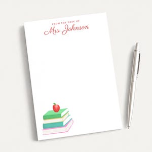 Personalized 5x7 Teacher Notepad, From the Desk of Apple Books Notes
