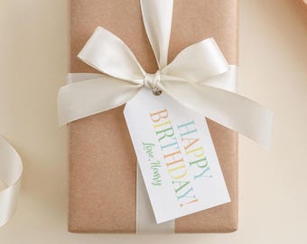 2 x 3.5 inch Personalized Happy Birthday Gift Tags | Custom Birthday Party Tag