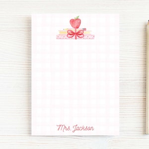 Personalized Teacher Notepad, School Pink Books Notepad