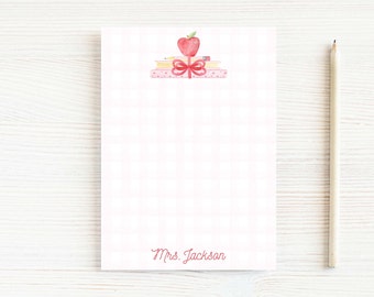 Personalized Teacher Notepad, School Pink Books Notepad