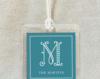Personalized Monogram Bag Tag, Family Square Luggage Tag