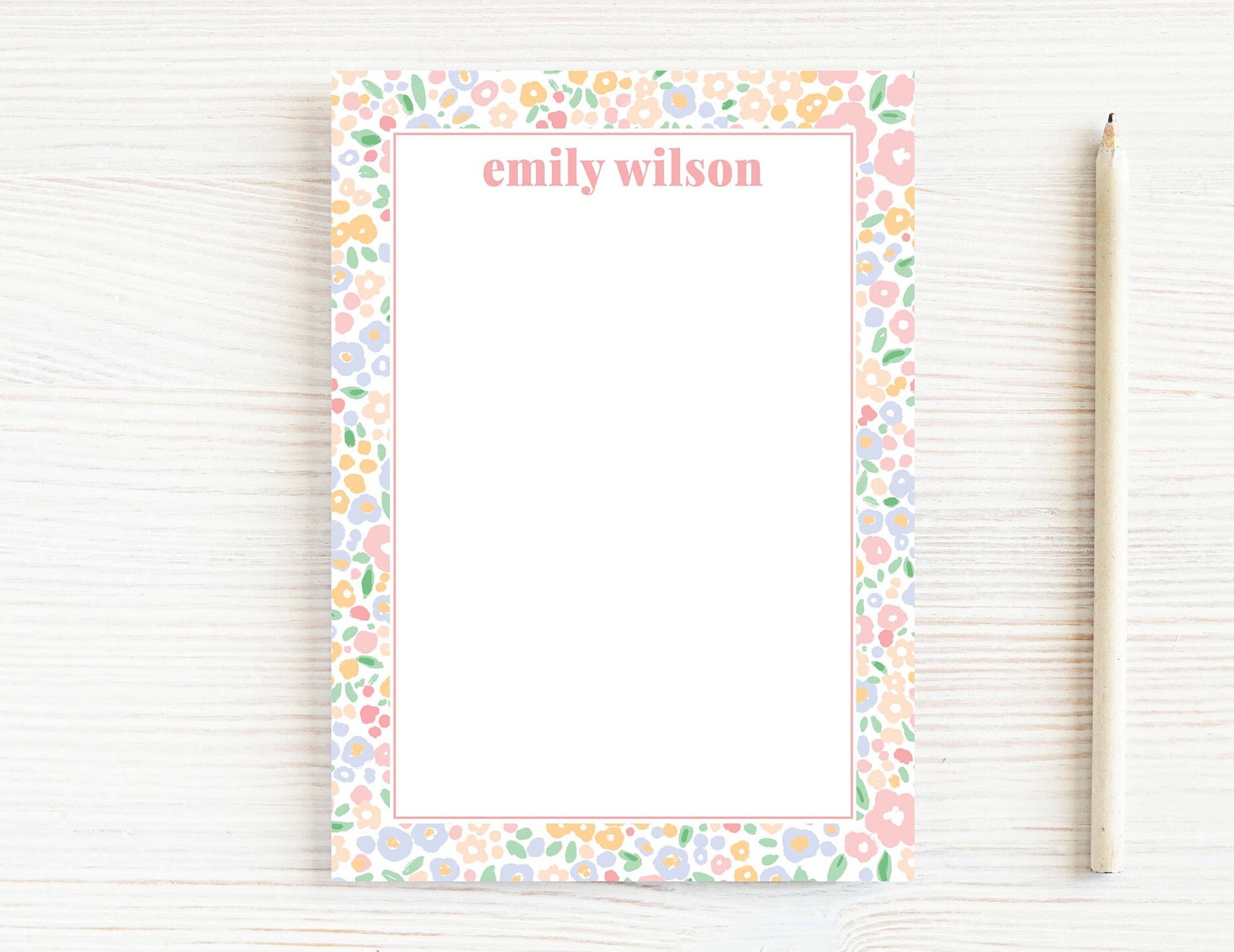 Personalized Watercolor Peach Floral Notepad, Floral Women Notepad - Etsy