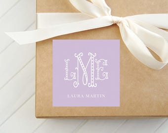 Personalized Dot Monogram Calling Card, Colorful Woman Enclosure Card, Family Square Gift Tag