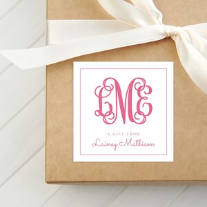 Carte de visite personnalisée avec monogramme boucles, carte de visite pour femme, étiquette cadeau fille
