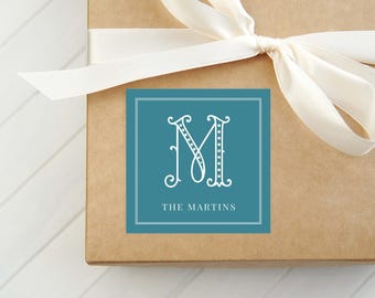 Personalized Border Dot Monogram Calling Card, Colorful Woman Enclosure Card, Family Square Gift Tag