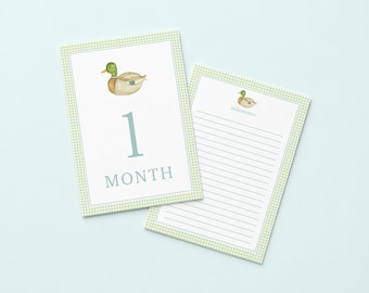 Baby Boy Monthly Milestone Cards, Mallard Duck Milestone Cards