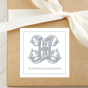 Carte de visite monogramme personnalisée, carte de visite pour femme, étiquette cadeau pour la famille