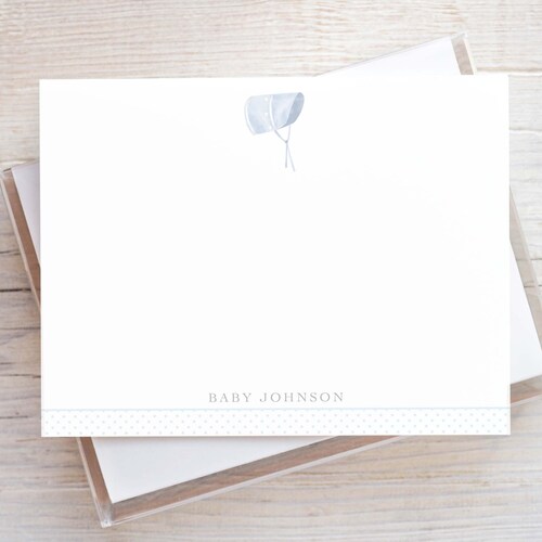 Personalized Watercolor Baby Carriage Stationery Blue Boy Etsy