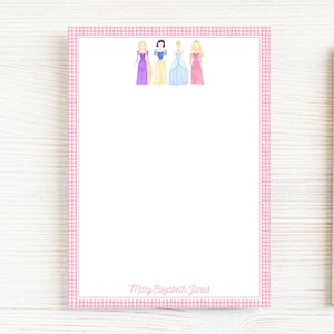 Personalized Watercolor Princess Notepad, Girl Notepad