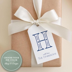 2 x 3.5 inch Personalized Single Simple Monogram Gift Tags | Custom Colorful Family Tags