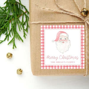 Cartão de visita ou adesivo personalizado para Papai Noel | Cartão de presente com tema de Papai Noel | Etiqueta de presente e adesivos Family Square
