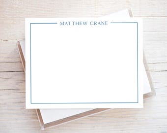 Personalized Border Stationery, Flat Notecard Set, Family Initial Stationery
