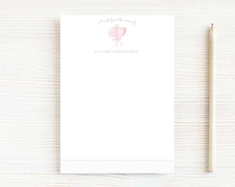 Personalized Pink Bonnet Notepad, Baby Girl Newborn Notepad