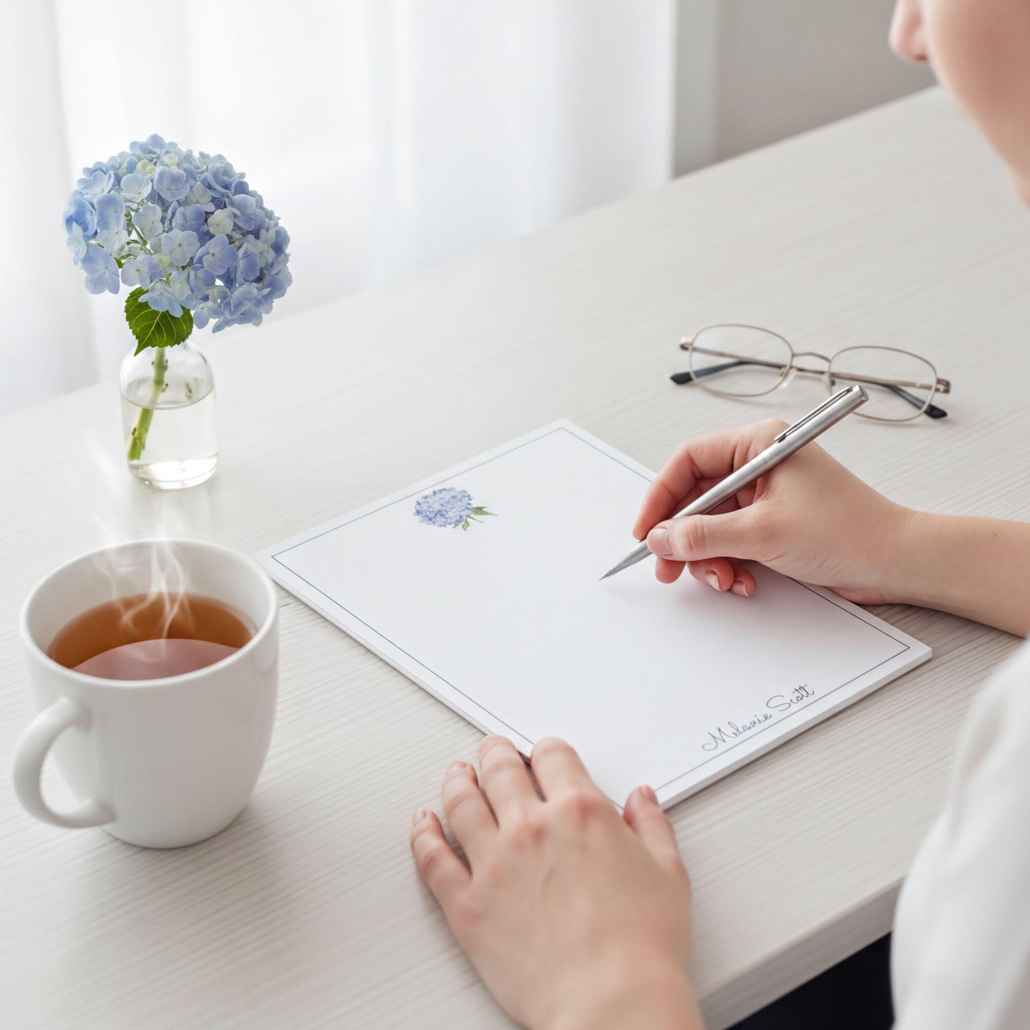 Personalized 5x7 Watercolor Hydrangea Notepad, Floral Women Notes - Etsy