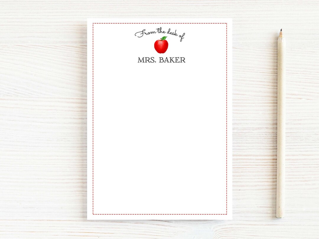 Personalized Teacher Notepad, From the Desk of Apple Notepad - Etsy Canada