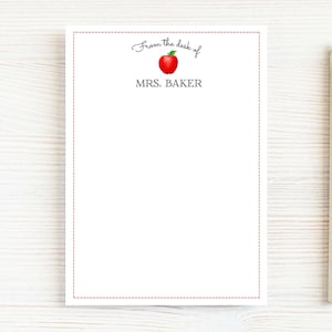 Personalized Teacher Notepad, From the Desk of Apple Notepad