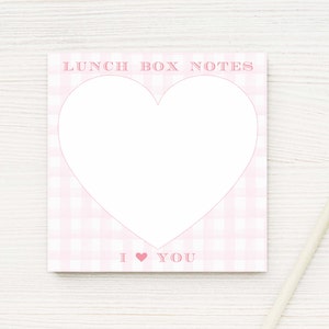 Pink Lunch Box Love Notes Notepad, Girl Gingham Notepad