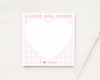 Pink Lunch Box Love Notes Notepad, Girl Gingham Notepad
