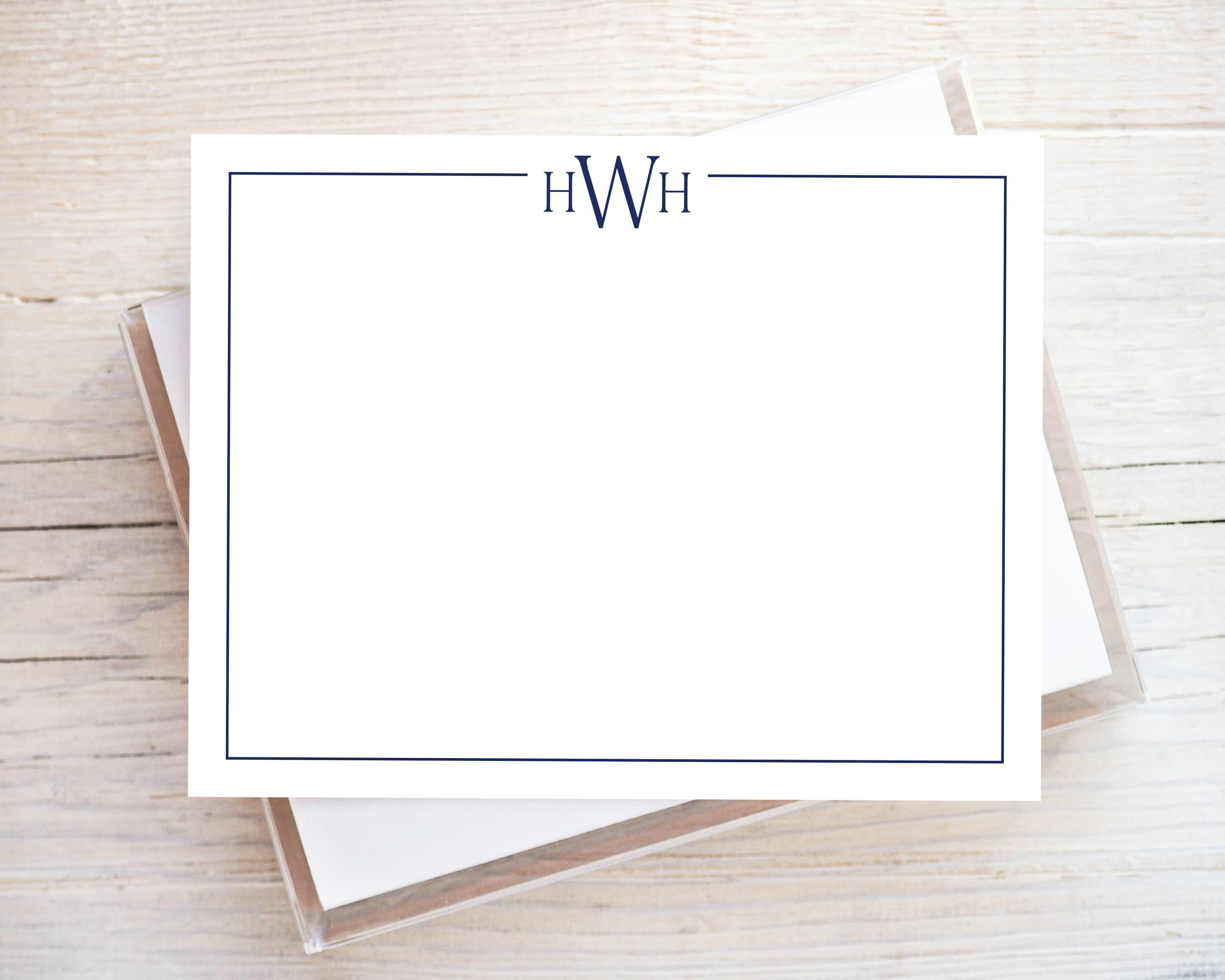 Personalized Border Monogram Stationery, Flat Notecard Set, Family ...